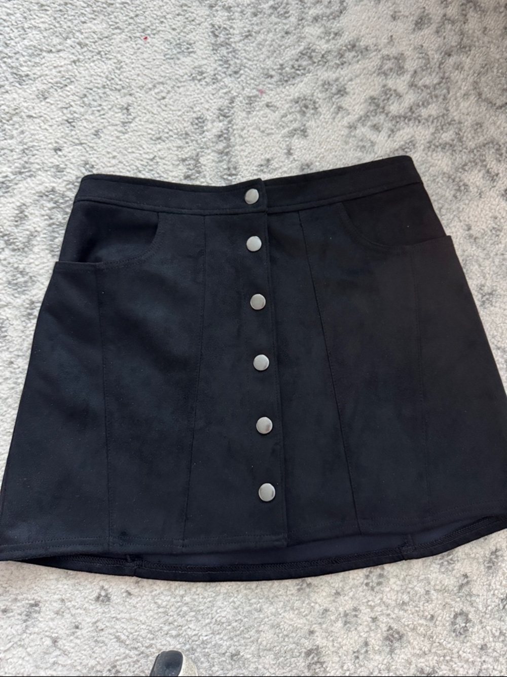 Express Black Button-Front Mini Skirt